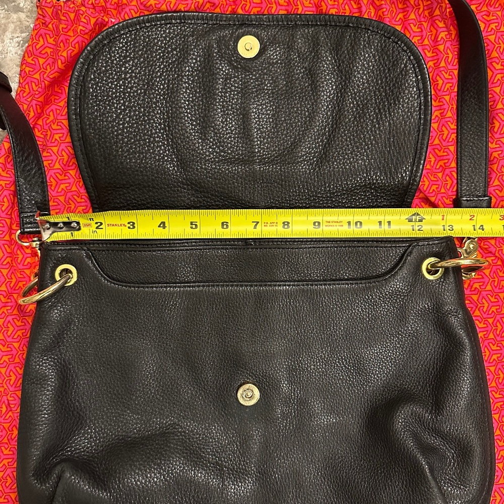 Tory Burch Black Pebble Leather Crossbody Messenger Bag - Large - Picture 15 of 16